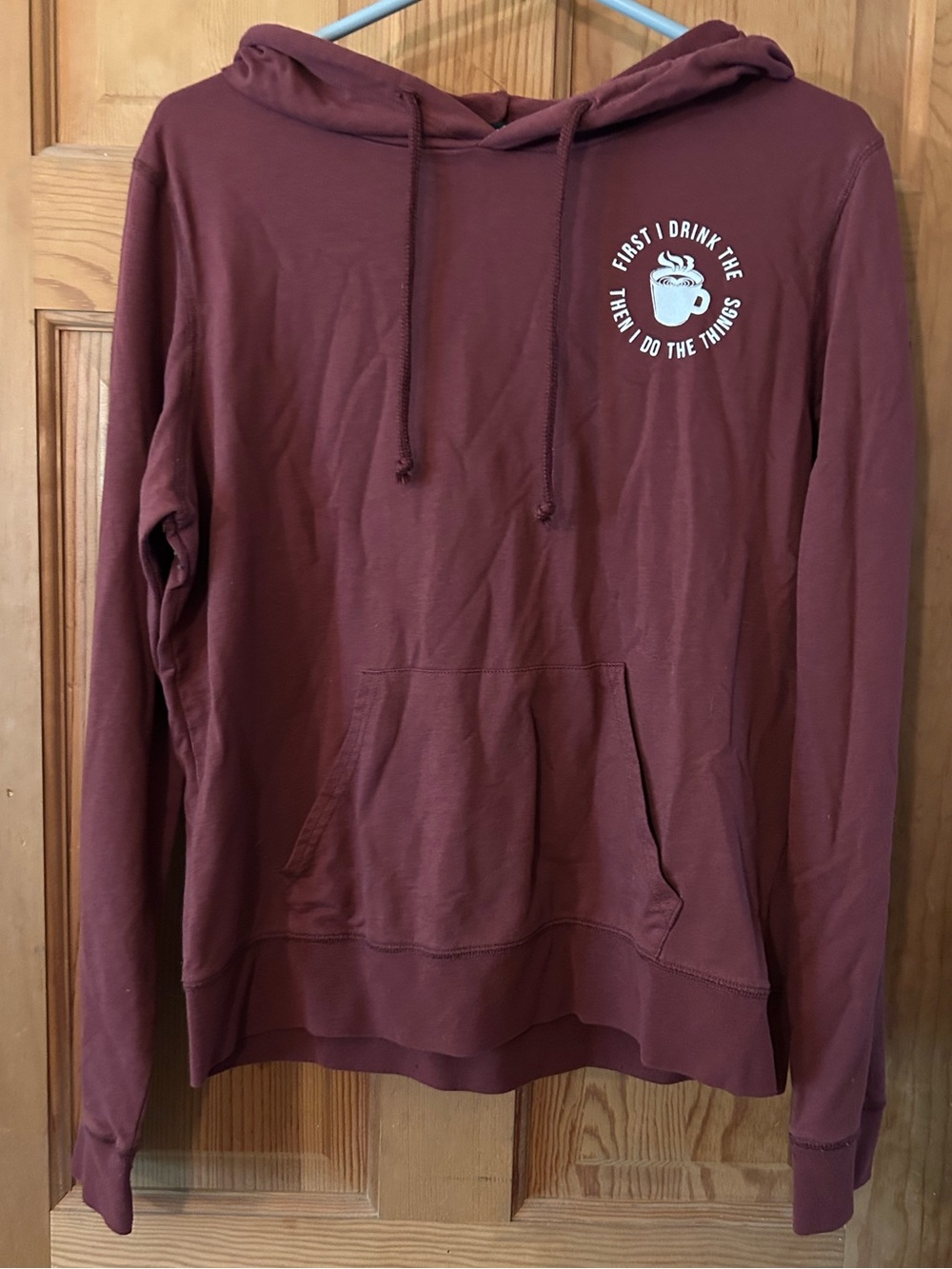Fifth Sun Maroon Women's Pullover Hoodie with White Coffee Graphic